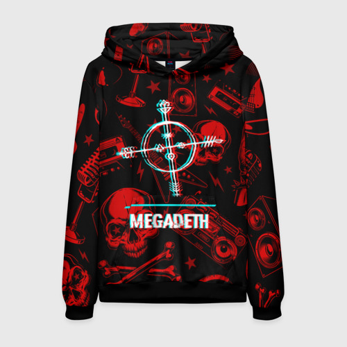 Мужская толстовка 3D Megadeth rock glitch, цвет черный