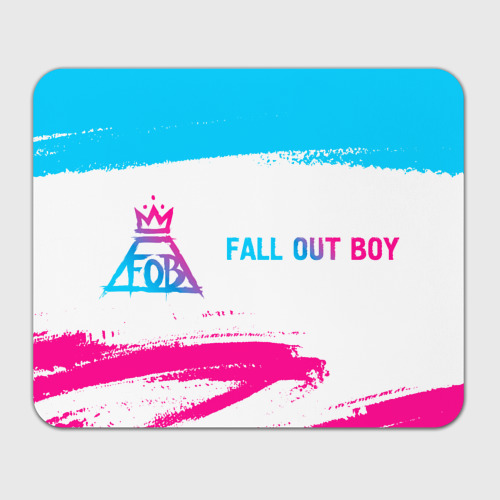Прямоугольный коврик для мышки Fall Out Boy neon gradient style: надпись и символ