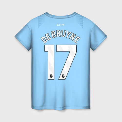 Женская футболка 3D с принтом Кевин Де Брёйне Манчестер Сити 23/24 форма домашняя, вид сзади #1