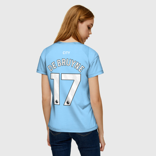 Женская футболка 3D с принтом Кевин Де Брёйне Манчестер Сити 23/24 форма домашняя, вид сзади #2