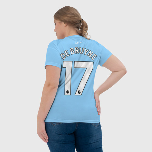 Женская футболка 3D с принтом Кевин Де Брёйне Манчестер Сити 23/24 форма домашняя, вид сзади #2