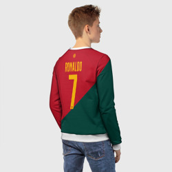 Свитшот с принтом Криштиану Роналду сборная Португалии 7 для мужчины, вид на модели сзади №2. Цвет основы: белый