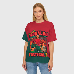 Женская футболка oversize 3D Криштиану Роналду сборная Португалии 7 - фото 2