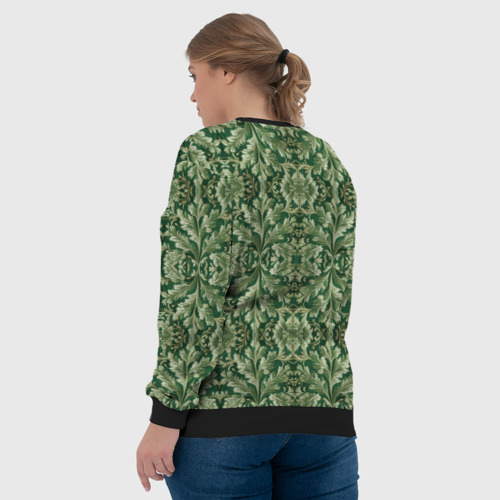 Женский свитшот 3D с принтом Зелёный гобелен, вид сзади #2