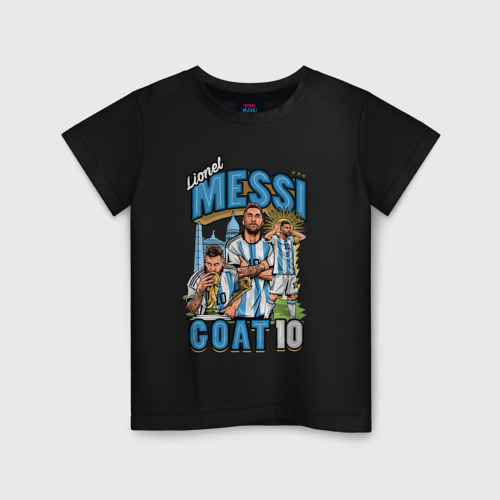 Детская футболка хлопок с принтом Лионель Месси Аргентина 10, вид спереди #2