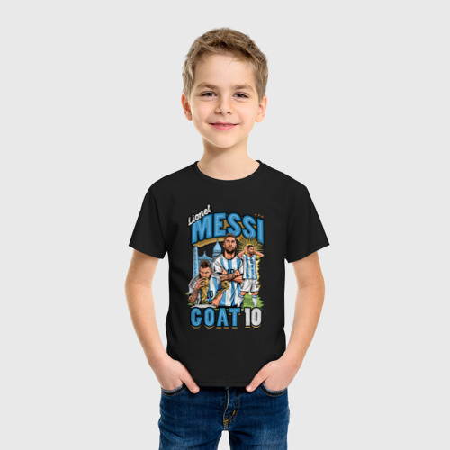 Детская футболка хлопок с принтом Лионель Месси Аргентина 10, фото на моделе #1