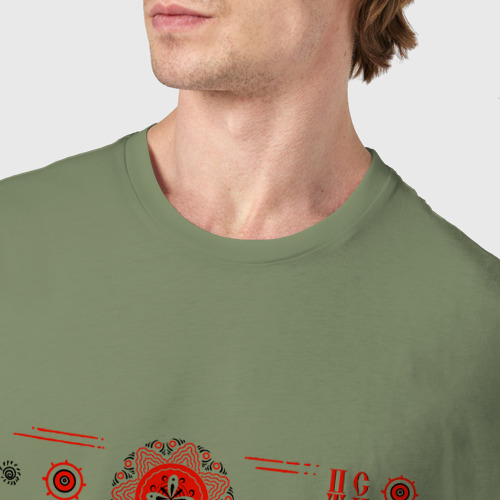 Мужская футболка хлопок с принтом Птица Сирин, фото #4