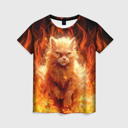 Женская футболка 3D Огненный рыжий котик