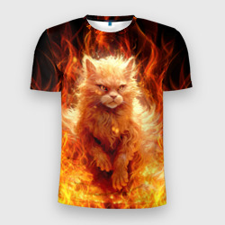 Мужская футболка 3D Slim Огненный рыжий котик