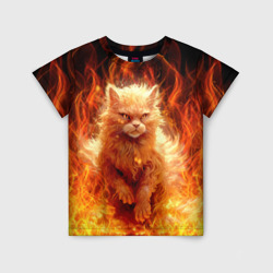 Детская футболка 3D Огненный рыжий котик