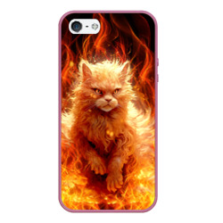 Чехол для iPhone 5/5S матовый Огненный рыжий котик