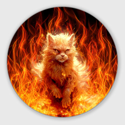 Круглый коврик для мышки Огненный рыжий котик