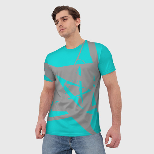 Мужская футболка 3D Звезда - голубой и серый - Хуф и Ся, цвет 3D печать - фото 3