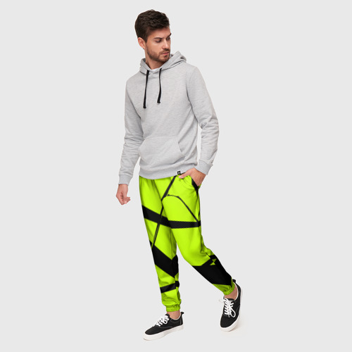 Мужские брюки 3D Звезда - лаймовый и черный - Хуф и Ся - дополнение, цвет 3D печать - фото 3