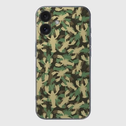 Чехол для iPhone 16 силиконовый с защитой камеры Камуфляж из раков
