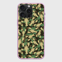 Чехол силиконовый для Apple iPhone 15 Pro Мax матовый Камуфляж из раков