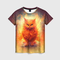 Женская футболка 3D Огненный рыжий котёнок