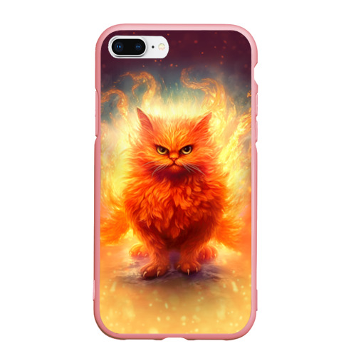 Чехол для iPhone 7Plus/8 Plus матовый с принтом Огненный рыжий котёнок, вид спереди #2