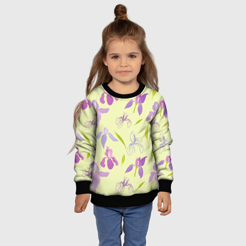 Детский свитшот 3D с принтом Фиолетовые лилии, фото #4