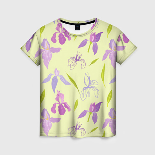 Женская футболка 3D с принтом Фиолетовые лилии, вид спереди #2