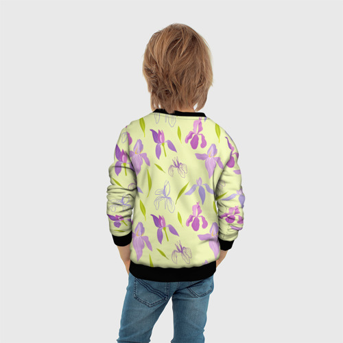 Детский свитшот 3D с принтом Фиолетовые лилии, вид сзади #2