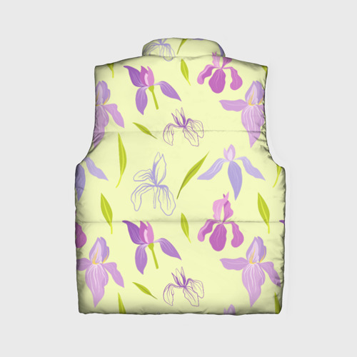 Женский жилет утепленный 3D с принтом Фиолетовые лилии, вид сзади #1