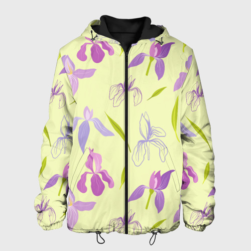 Мужская куртка 3D с принтом Фиолетовые лилии, вид спереди #2