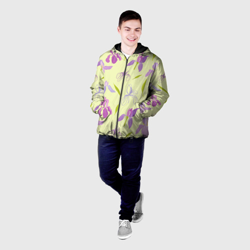 Мужская куртка 3D с принтом Фиолетовые лилии, фото на моделе #1