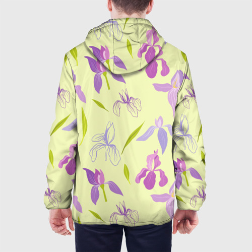 Мужская куртка 3D с принтом Фиолетовые лилии, вид сзади #2