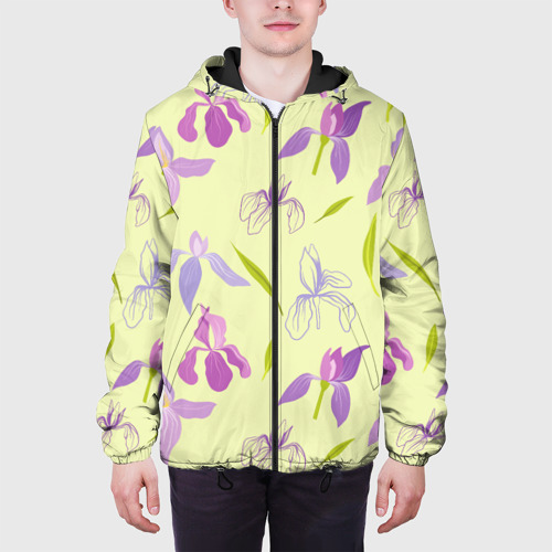 Мужская куртка 3D с принтом Фиолетовые лилии, вид сбоку #3
