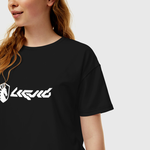 Женская футболка хлопок Oversize Team Liquid art, цвет черный - фото 3