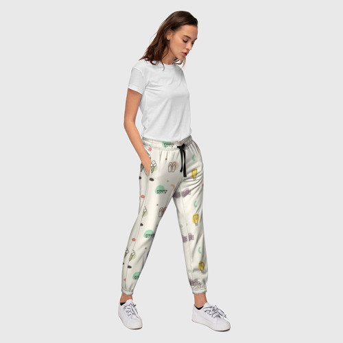 Женские брюки 3D с принтом Летний вайб, вид сбоку #3