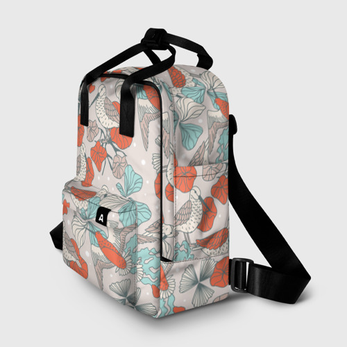 Женский рюкзак 3D с принтом Птички и маки, фото на моделе #1
