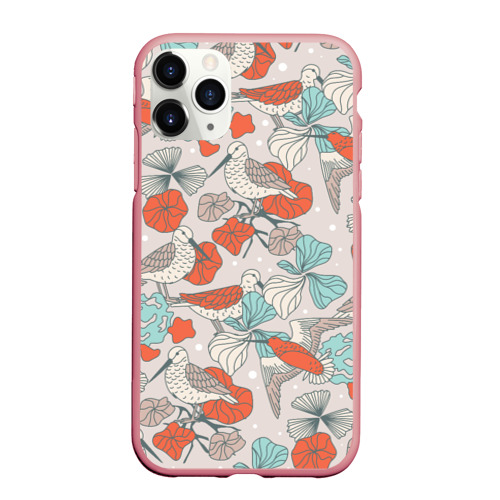 Чехол для iPhone 11 Pro Max матовый Птички и маки, цвет баблгам