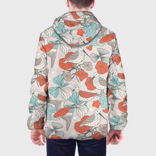 Мужская куртка 3D с принтом Птички и маки, вид сзади #2