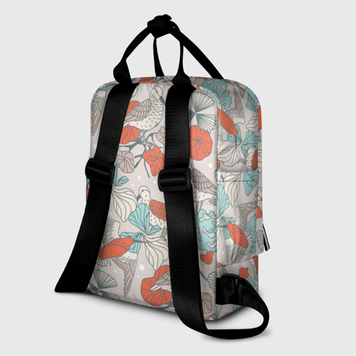 Женский рюкзак 3D с принтом Птички и маки, вид сзади #1