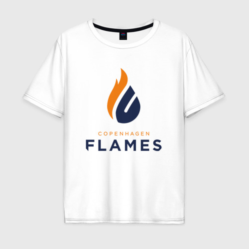 Мужская футболка хлопок Oversize Copenhagen Flames лого, цвет белый