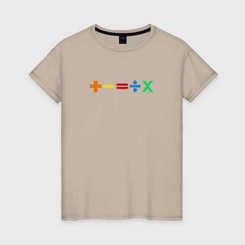 Женская футболка хлопок с принтом Математические логотипы Эда Ширана, вид спереди #2