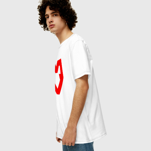 Мужская футболка хлопок Oversize Mouz лого, цвет белый - фото 5