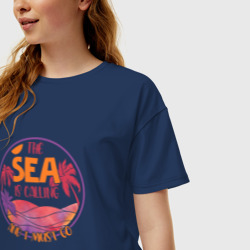 Женская футболка хлопок Oversize Море зовет и я должен идти - фото 2