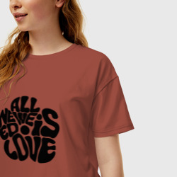 Женская футболка хлопок Oversize Все, что нам нужно - это любовь - фото 2