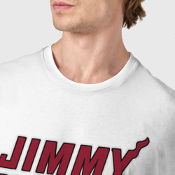 Футболка с принтом Jimmy Heat 22 для мужчины, вид на модели спереди №4. Цвет основы: белый