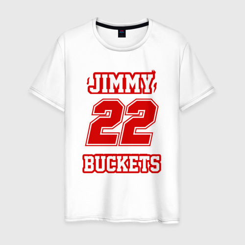 Мужская футболка из хлопка с принтом Jimmy Buckets 22, вид спереди №1