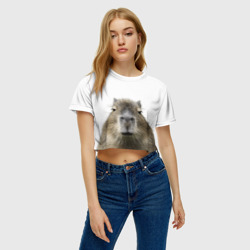 Женская футболка Crop-top 3D Капибара пофигист - фото 2