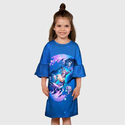 Детское платье 3D с принтом Хонкай Стар Рейл: Серебряный Волк, вид сбоку #3
