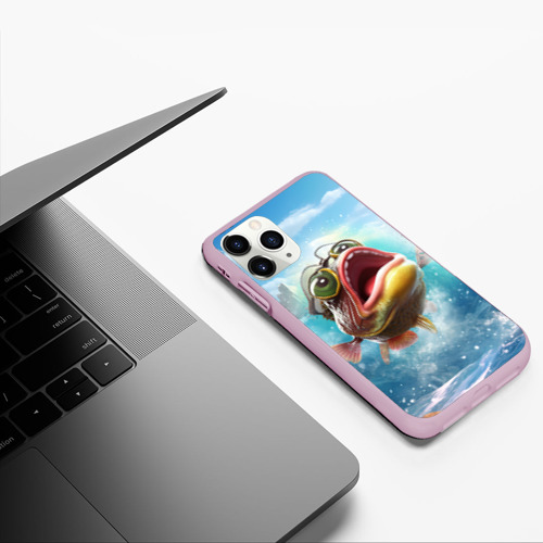 Чехол для iPhone 11 Pro матовый с принтом Карп выпрыгивающий  из воды, фото #5