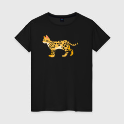 Бенгальская красивая кошка – Женская футболка хлопок с принтом купить со скидкой в -20%