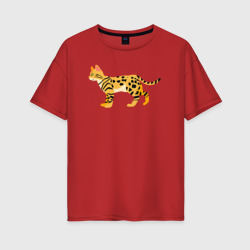 Женская футболка хлопок Oversize Бенгальская красивая кошка