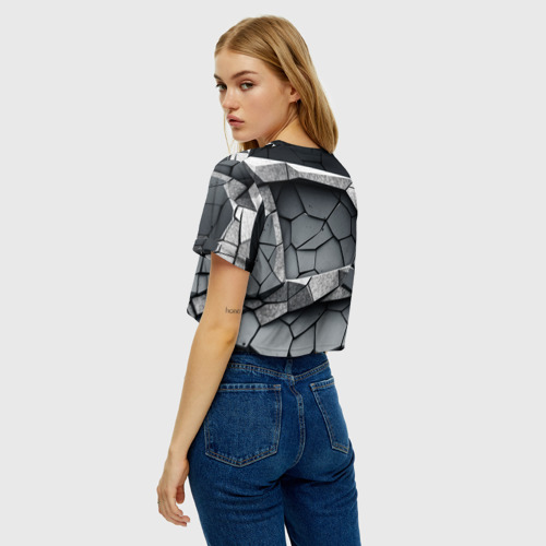 Женская футболка Crop-top 3D Каменная иллюзорная яма - паттерн, цвет 3D печать - фото 5