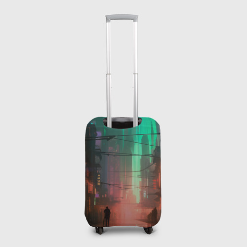 Чехол для чемодана 3D Кибер город будущего, цвет 3D печать - фото 2